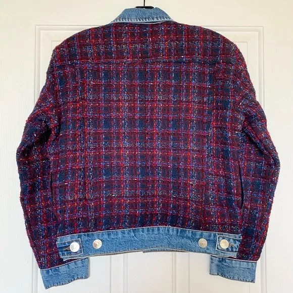 *SOLD* Sandro Chelsy Denim-Trimmed Tweed Jacket - Picture 4 of 12